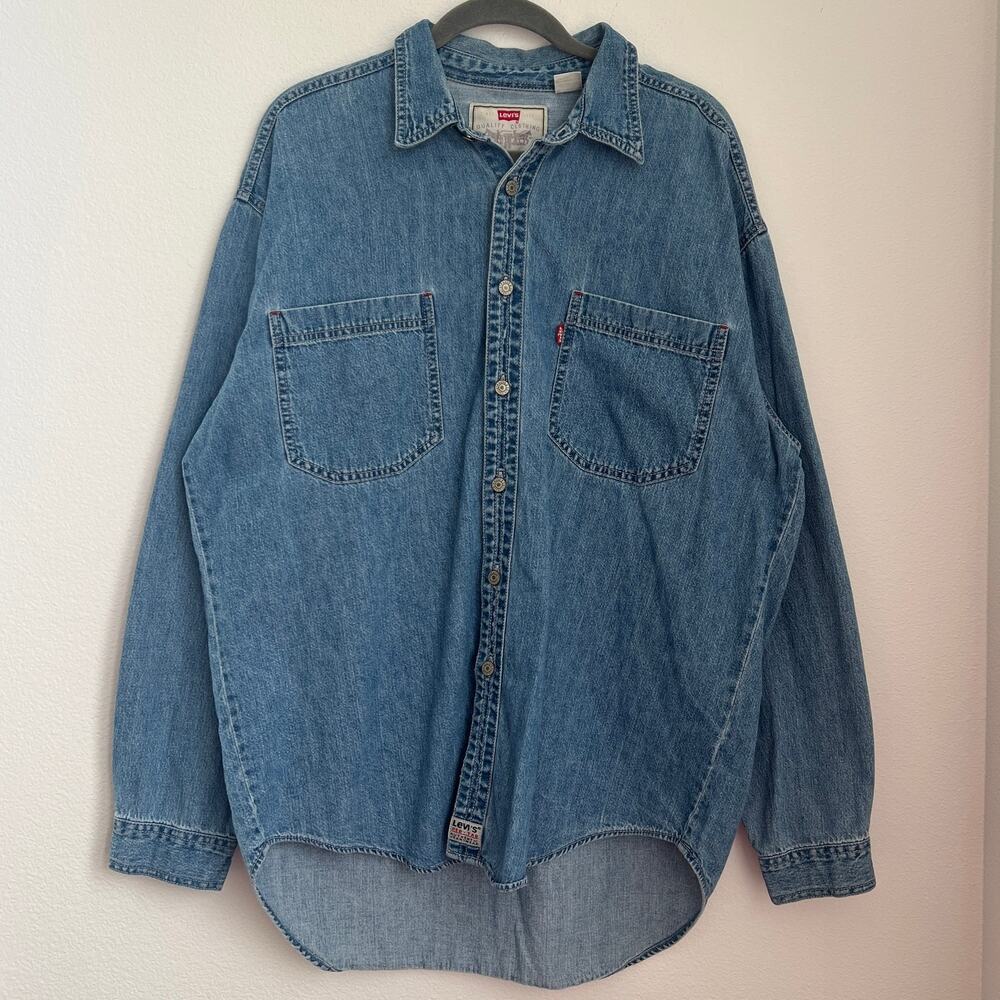 Vintage Levi's Red Tab Denim Button-Down Shirt L Western Cowboy Core Workwear